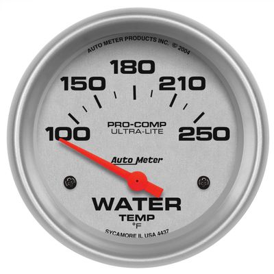 GAUGE; WATER TEMP; 2 5\/8in.; 100-250deg.F; ELECTRIC; ULTRA-LITE