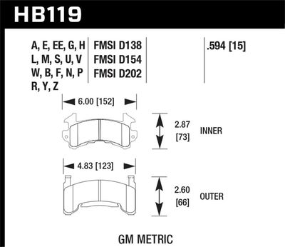 HAWK HB119U.594 Starfire DTC-70 Disc Brake Pad